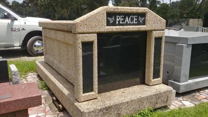Let us help you personalize your mausoleum with beautiful inscriptions as seen in the photo above. 