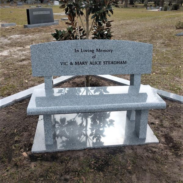 GREY GRANITE PARK BENCH ENGRAVED