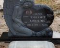 BLACK GRANITE HEART WITH GREY GRANITE ANGEL WHITE ENGRAVING WITH PORTRAIT 