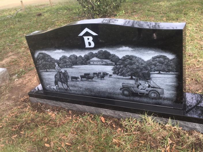 BLACK GRANITE LASER ETCHING HEADSTONE