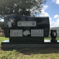 BLACK GRANITE ENGRAVING CROSS CUSTOM WITH BLACK VASE WITH ENGRAVING